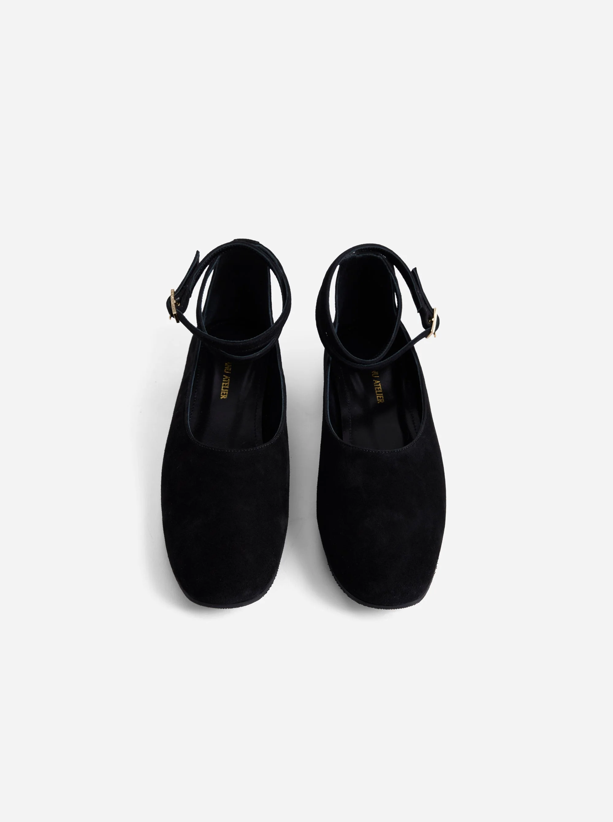 Manu Ballet Flats With Cross Over Ankle Strap Black Suede - Image 3