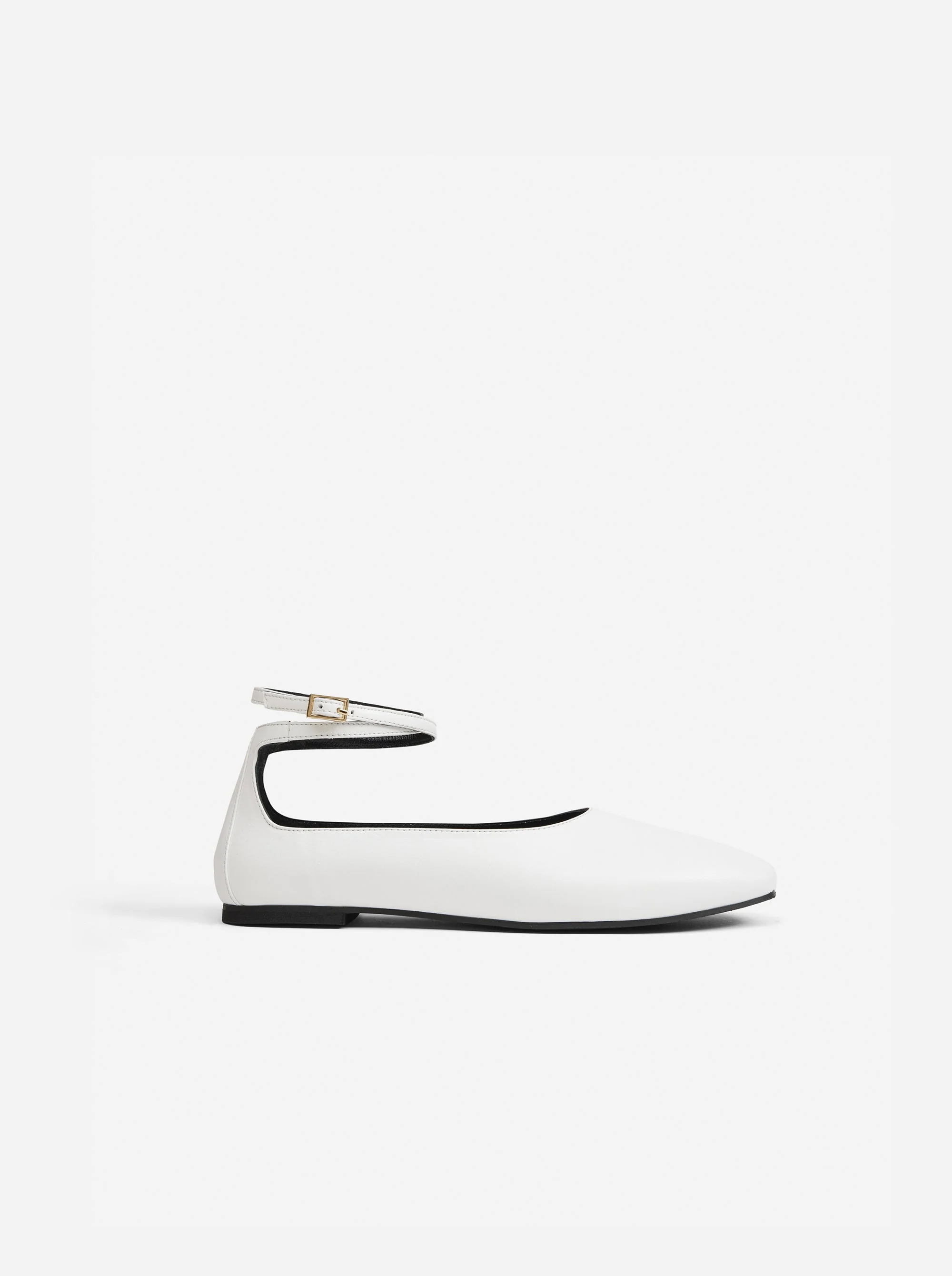 Manu Ballet Flats With Cross Over Ankle Strap White Soft