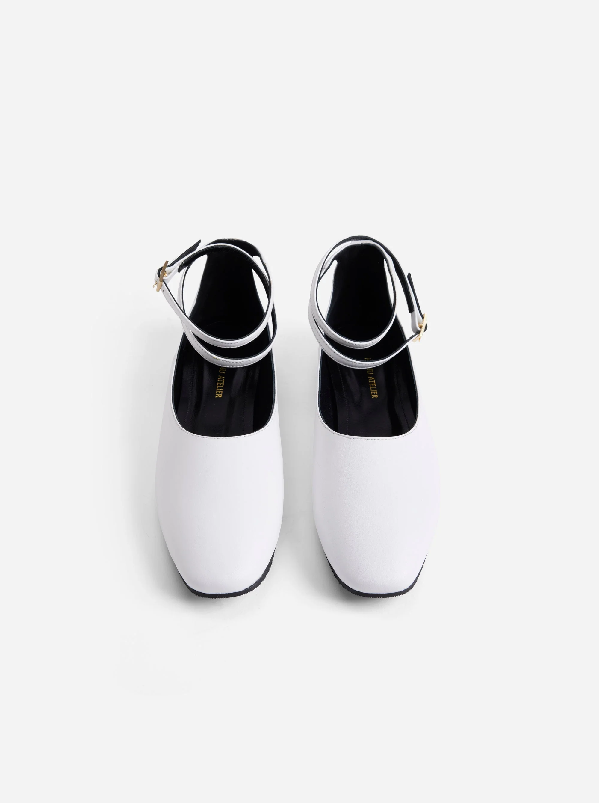 Manu Ballet Flats With Cross Over Ankle Strap White Soft - Image 2